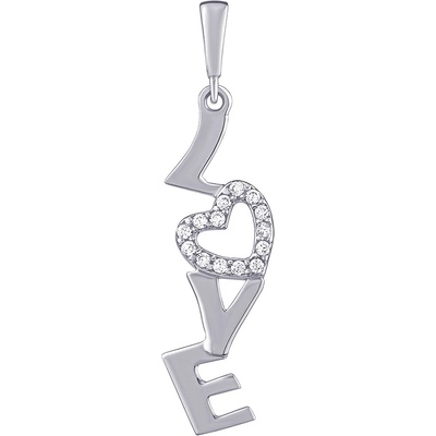 SILVEGO Přívěsek Love ze stříbra se srdcem s Brilliance Zirconia PRGPAP0261PS