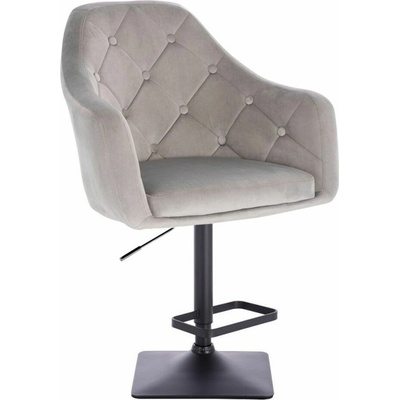 LuxuryForm Design Andora Velur na čiernej hranatej podstave / svetlo šedá