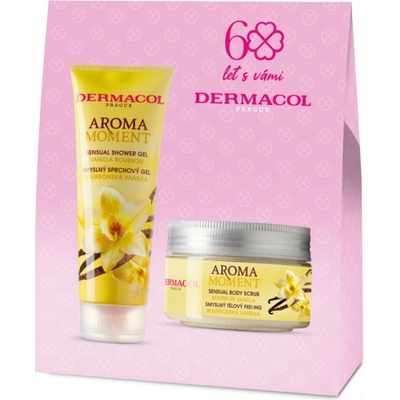 Dermacol Aroma Moment Vanilla Bourbon sprchový gel 250 ml + cukrový tělový peeling 200 g kosmetická sada