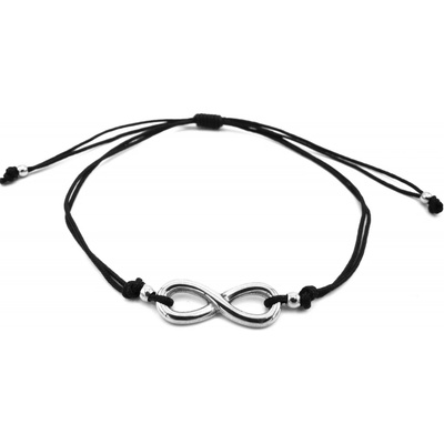 Steel Jewelry šňůrkový náramek nekonečno z chirurgické oceli černý NR230909