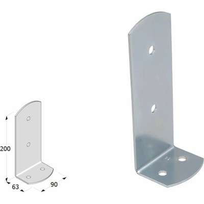 Domax zaskrutkovacia pätka stĺpika PSC 90 - 90 x 63 x 200 x 3 mm 4 ks
