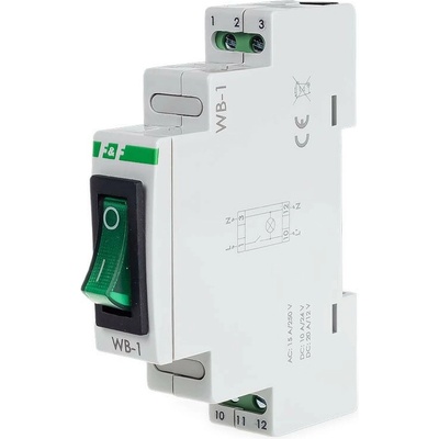 WB-1G - Vypínač na DIN lištu s LED, zelený, 230V, 16A