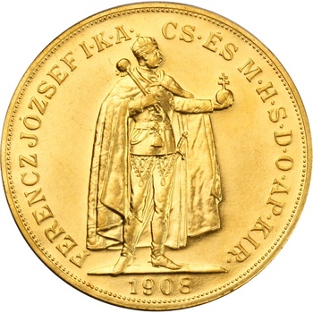 Münze Österreich Zlatá minca 100 Korona Františka Jozefa I. 1908 Uherská Novorazba 33,87 g