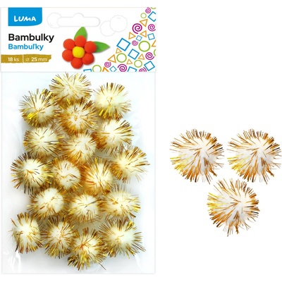 LUMA Bambulky 18 ks 25 mm metalické Varianta: - bílo-stříbrné