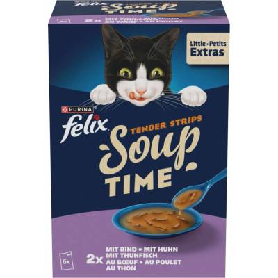 FELIX Soup Tender Strips rozmanitost chutí 6 × 48 g