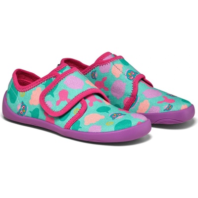 Affenzahn Детски пантофи Affenzahn Kid's Slippers Cotton Movy Slippers - Owl / Turquoise - размер 32 (EU) (702-3996-0622)