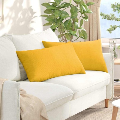 vidaXL Диван възглавници 2 pcs Светло жълто 80 x 40 cm Кордюрова тъкан (42013737)