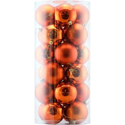 DECOLED Sada vianočných ozdôb medené plastové gule 8 cm, 12× lesklé, 12× matné, balenie 24 ks