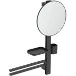 Ideal Standard ALU+ - Огледало с държач за кърпи, рафтче и чашка за четки и паста, копринено черно BD588XG (BD588XG)