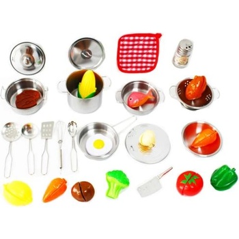 Метален комплект съдове с аксесоари 30 бр