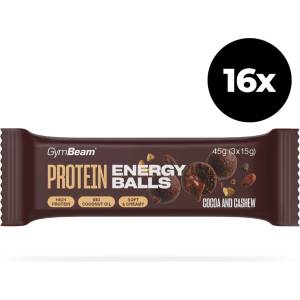 GymBeam Протеинови енергийни топчета 16 x 45 g какао и кашу