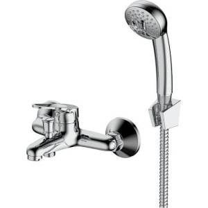 Inter Ceramic Стенен смесител за вана и душ "КАПРИ" ICF 6342041, месинг, хром, с душ, държач и шлаух, 11x18х14см (6342041)