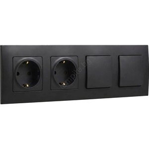 Legrand Legrand-Dвойна домашна SCHUKO розетка и двоен еднополюсен ключ №1 с рамка NILOE 250V (LR0114H)
