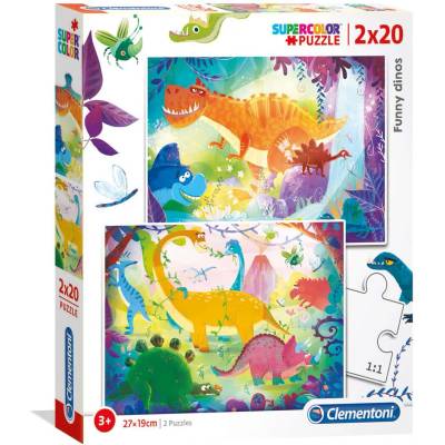 Clementoni Комплект Duo Clementoni Supercolor Funny Dinos Пъзел Унисекс 3+ години 2 x 20 бр