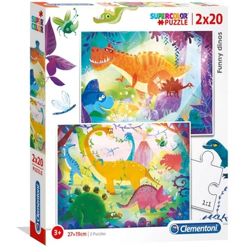 Clementoni Комплект Duo Clementoni Supercolor Funny Dinos Пъзел Унисекс 3+ години 2 x 20 бр