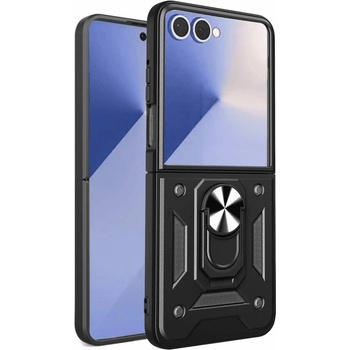 Techsuit Хибриден удароустойчив кейс с пръстен против изпускане за Samsung Galaxy Z Flip7 - Slide Camera Armor Case (черен)