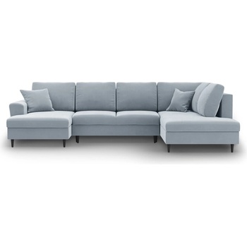 Cosmopolitan Design Светлосин кадифен разтегателен ъглов диван с място за съхранение (десен ъгъл/U форма) Kyoto - Cosmopolitan Design (COS_URF_2_F1_KYOTO3)