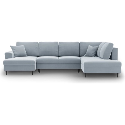 Cosmopolitan Design Светлосин кадифен разтегателен ъглов диван с място за съхранение (десен ъгъл/U форма) Kyoto - Cosmopolitan Design (COS_URF_2_F1_KYOTO3)