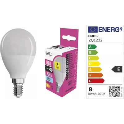 Emos LED žiarovka Classic Mini Globe 7,3W E14 studená biela