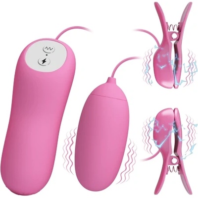 Pretty Love Щипки за гърди с електростимулация и вибро яйце Pretty Love