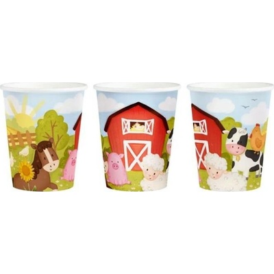 Papierové poháre Farma, 6 ks, 220 ml - Party Pal
