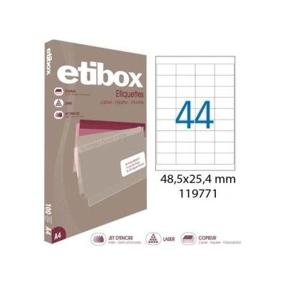 Etikety univerzálne 48,5x25,4mm Etibox A4 100 hárkov