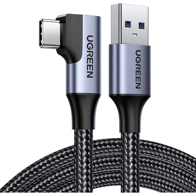 UGREEN Ъглов кабел UGREEN US385 USB към USB-C, 3A, 1m, черен (20299)
