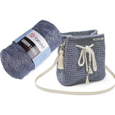 Špagety ploché Ribbon lurex 250 g YarnArt - 1 (720) bílá stříbrná