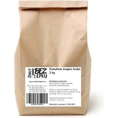Život bez lepku Kukuričná krupica hrubá 2 kg