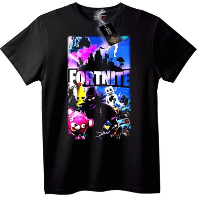 NOONEBRAND Тениска Fortnite Игрални Герои - S, Black