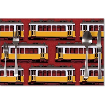 Sablio Prostírání Lisabonské historické tramvaje Červený Pattern 40x30cm