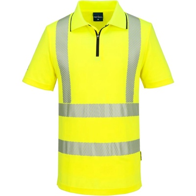 Portwest hi-vis kx3 kx302 / Мъжка светлоотразителна поло тениска с цип, къс ръкав - hv жълто s (kx302yers)