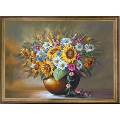 Bondecor Obraz "Váza" - v dřevěném frézovaném rámu, 100x60cm