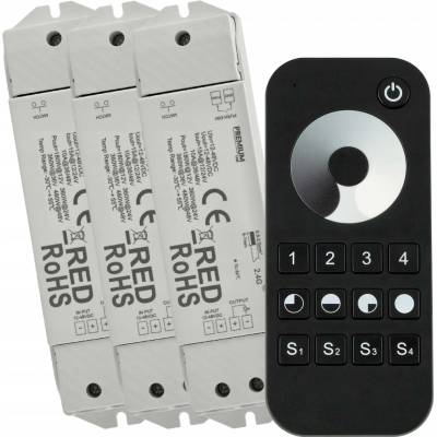 3x Sterownik Strefowy LED PILOT MONO 15A 12V 24V Dotykový Stmívač Sada