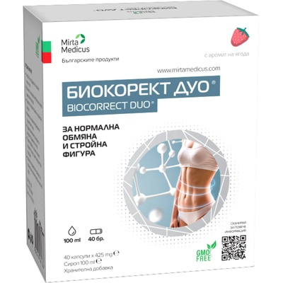 Мирта Медикус Биокорект Дуо, 40 капсули + Сироп, 100 ml, Мирта Медикус