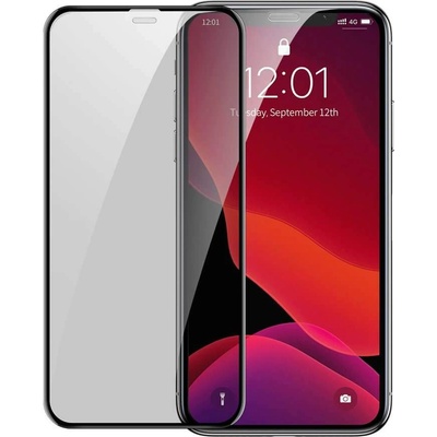 Baseus Privacy 3D Tempered Glass (0.30mm) - калено стъклено защитно покритие с извити ръбове и определен ъгъл на виждане за целия дисплей на iPhone 11, iPhone XR (черен-