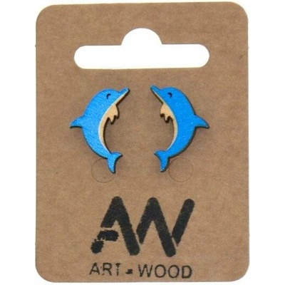 Art wood náušnice delfín 0001088