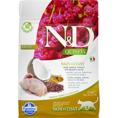 N&D GF Quinoa CAT Skin&Coat Quail & Coconut 300 g