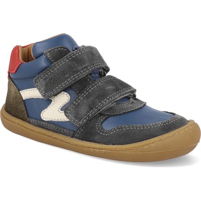 Develab barefoot dětské kotníkové boty Sneaker 2 Velcro leather Blue Fantasy modré