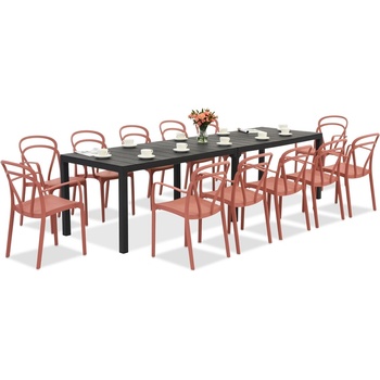 BICA King Double/Vague антрацитно червен комплект градински мебели за 12 души Bica (BC439ANT-12xBC312RE)