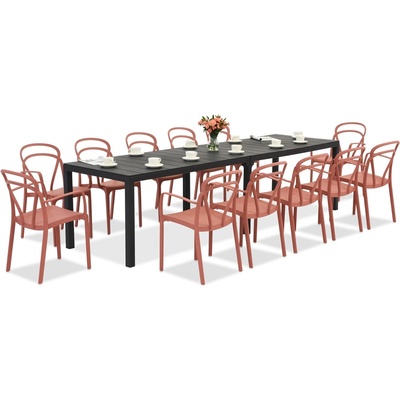 BICA King Double/Vague антрацитно червен комплект градински мебели за 12 души Bica (BC439ANT-12xBC312RE)