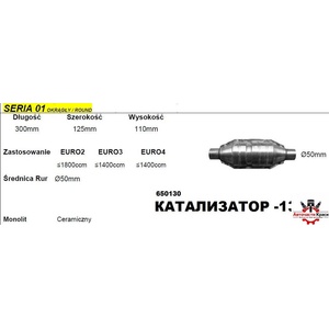  КАТАЛИЗАТОР -130 /01-ф450/ до 1800 куб. L-290 ('650130)