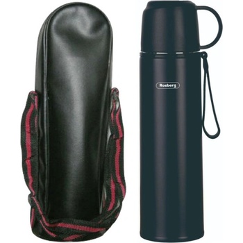 Rosberg Термос с калъф Rosberg R52010FB, 0.5 л, Двуслойна вакуумна изолация, Капак чаша, Черен (R52010FB - black)