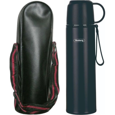 Rosberg Термос с калъф Rosberg R52010FB, 0.5 л, Двуслойна вакуумна изолация, Капак чаша, Черен (R52010FB - black)