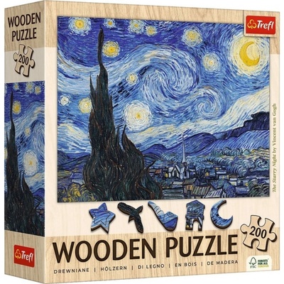TREFL Vincent van Gogh Dřevěné Art Hvězdná noc 200 dílků