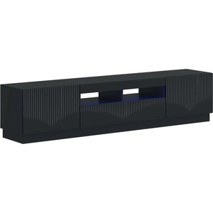 vidaXL LED телевизионен кабинет HOORN 3 бр. Черно Инженерна дървесина (3416838)