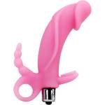 X Fun Вибратор за g-точка с анална приставка "dollops pink" 13 см