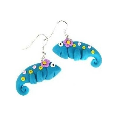 Fimos náušnice Fimo chameleoni S5361