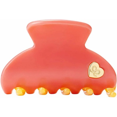 By Eloise Medium Hair Claw Gold Heart Coral Sunset