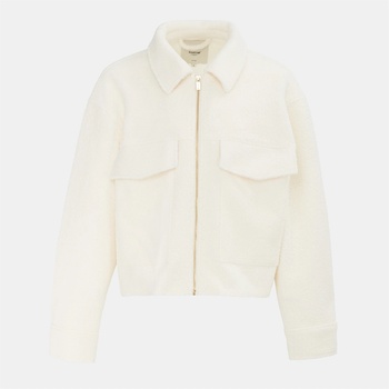 Firetrap Яке Firetrap Women's Short Textured Cropped Long Sleeve Shearling Jacket - Cream
